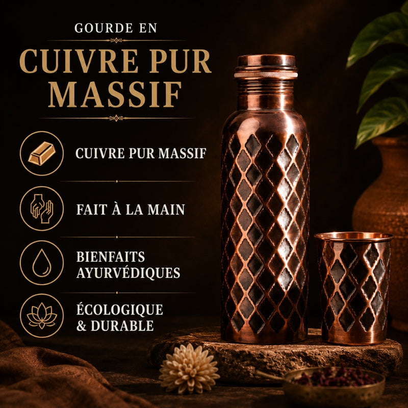 Gourde Diamond – Cuivre Pur Massif 99,9%