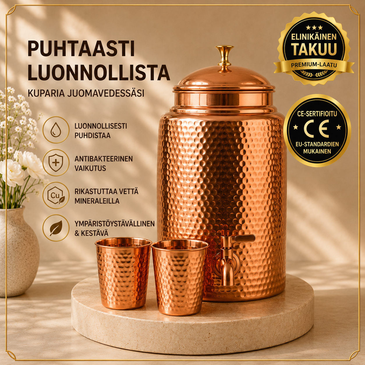 Puhtaasta Kuparista Valmistettu Vedenjakelija 99,9% – Kivio
