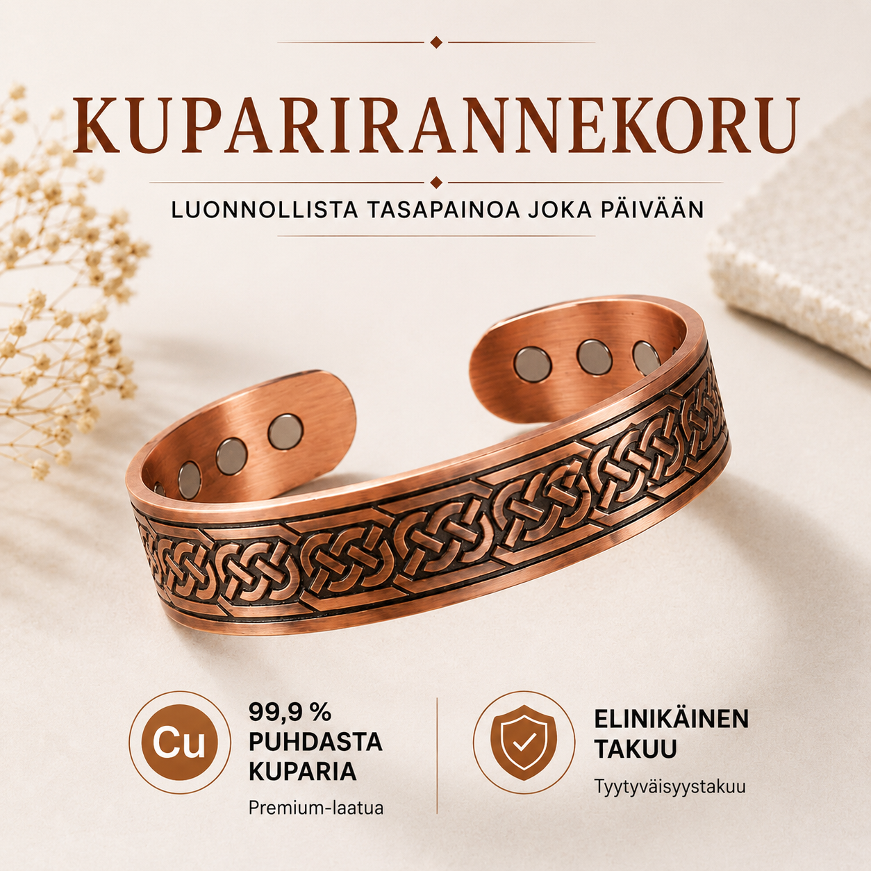 Puhtaasta Kuparista Valmistettu Rannekoru – Kivio