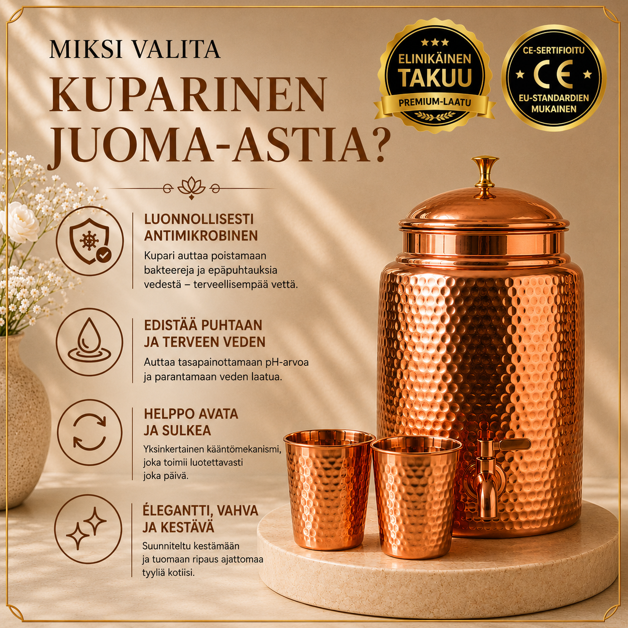 Puhtaasta Kuparista Valmistettu Vedenjakelija 99,9% – Kivio